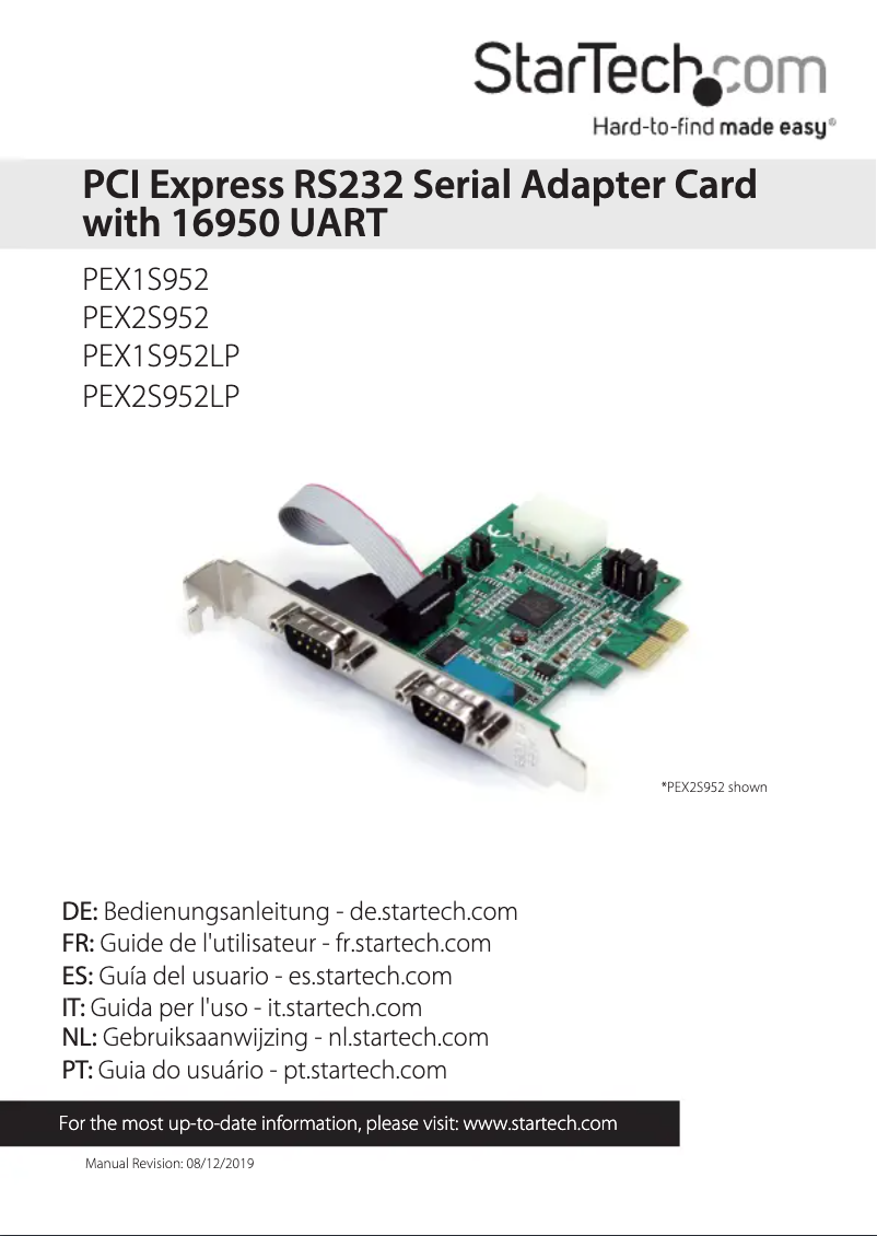 Imagen de la primera página del manual del dispositivo PEX2S952