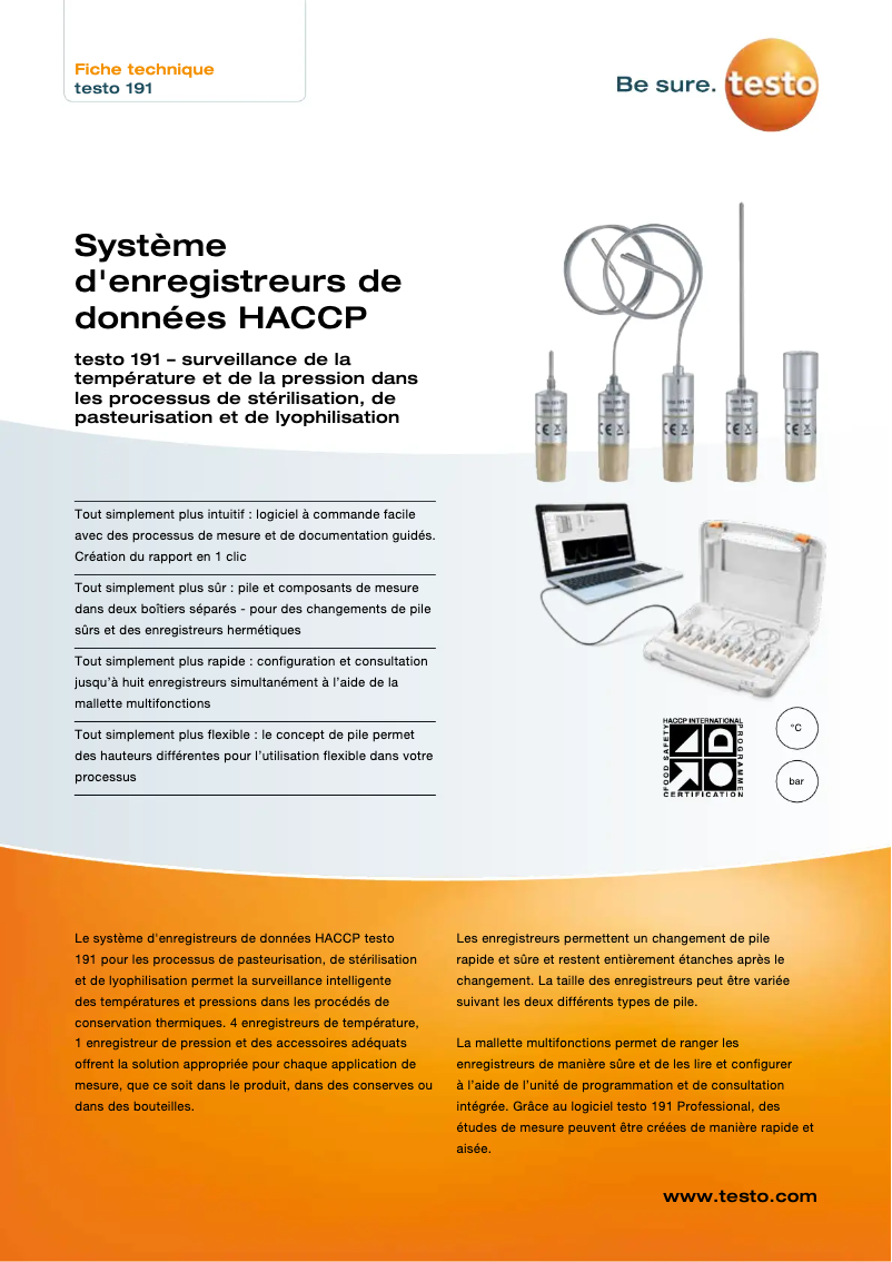Página 1 del manual Ficha técnica Testo 191