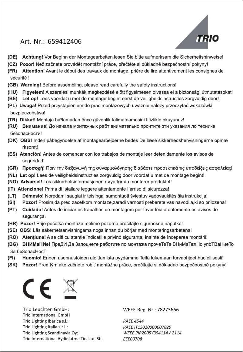 Página 1 del manual Manual de usuario Trio Lighting Apart 659412406