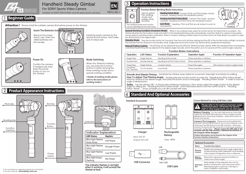 Imagen de la primera página del manual del dispositivo 3 Axis Handheld Gimbal