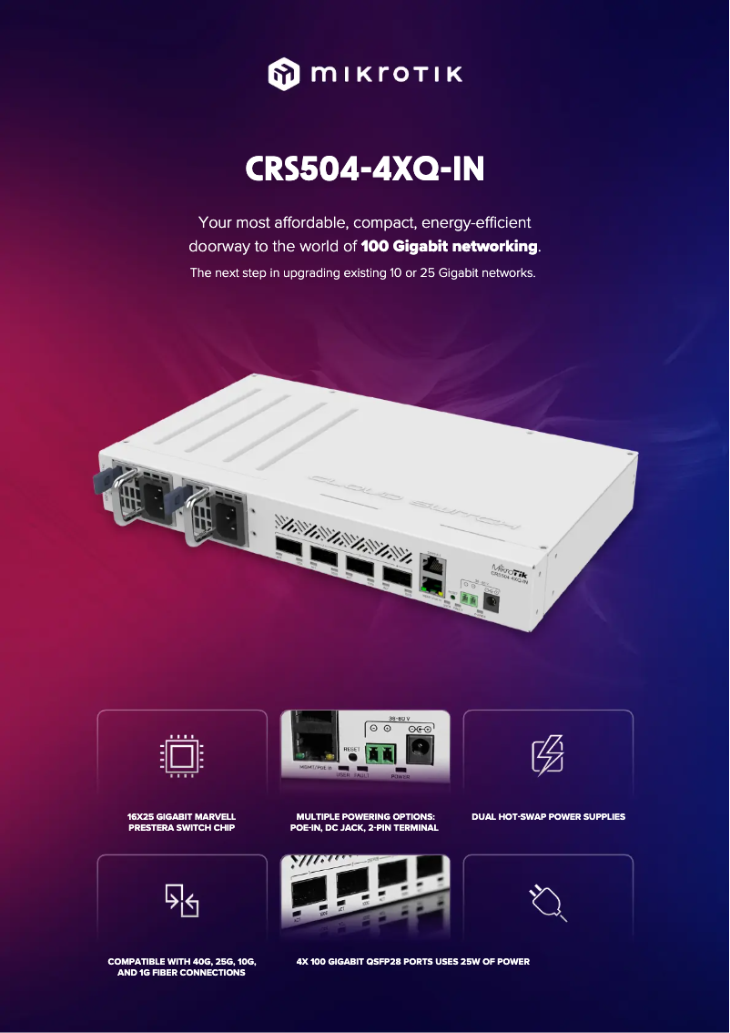 Imagen de la primera página del manual del dispositivo CRS504-4XQ-IN