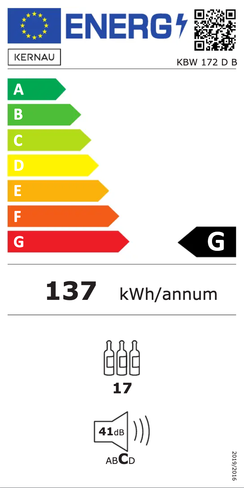 Página 1 del manual Etiqueta energética Kernau KBW 172 D B