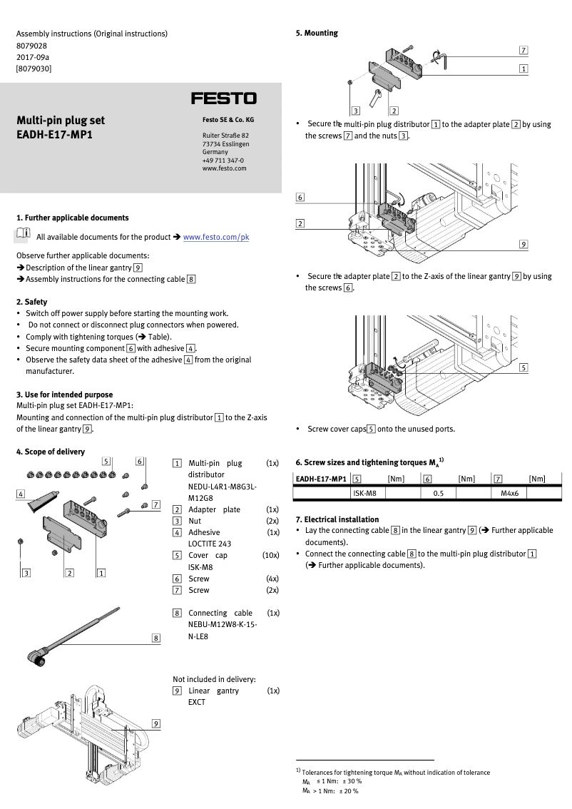 Imagen de la primera página del manual del dispositivo EADH-E17-MP1