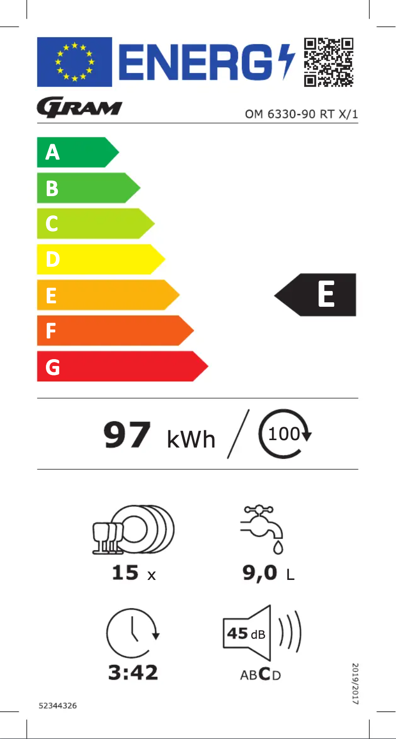 Página 1 del manual Etiqueta energética Gram OM 6330-90 RT X/1