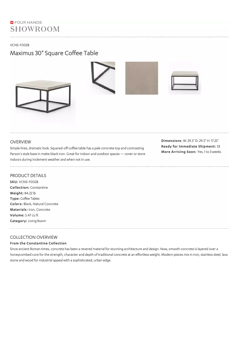 Página 1 del manual Manual de usuario Four Hands Constantine VCNS-F002B
