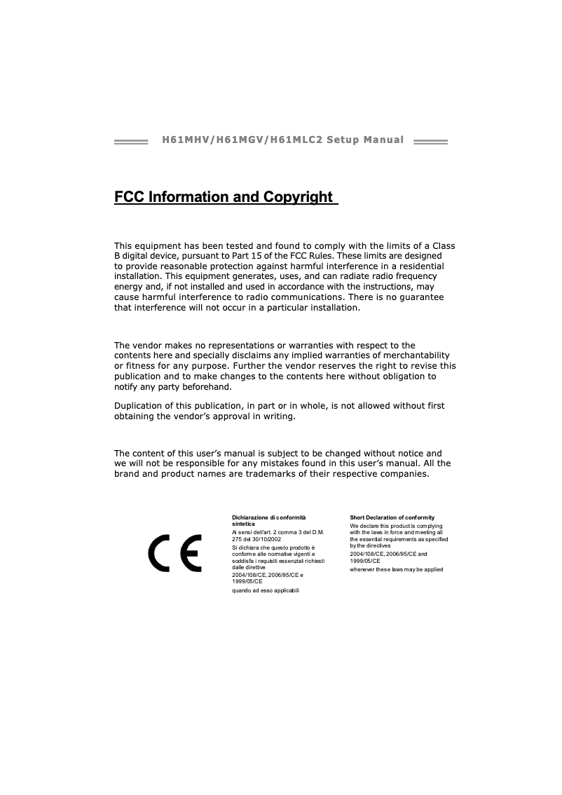 Página nº 1 - Manual de usuario Biostar H61MHV 7.x