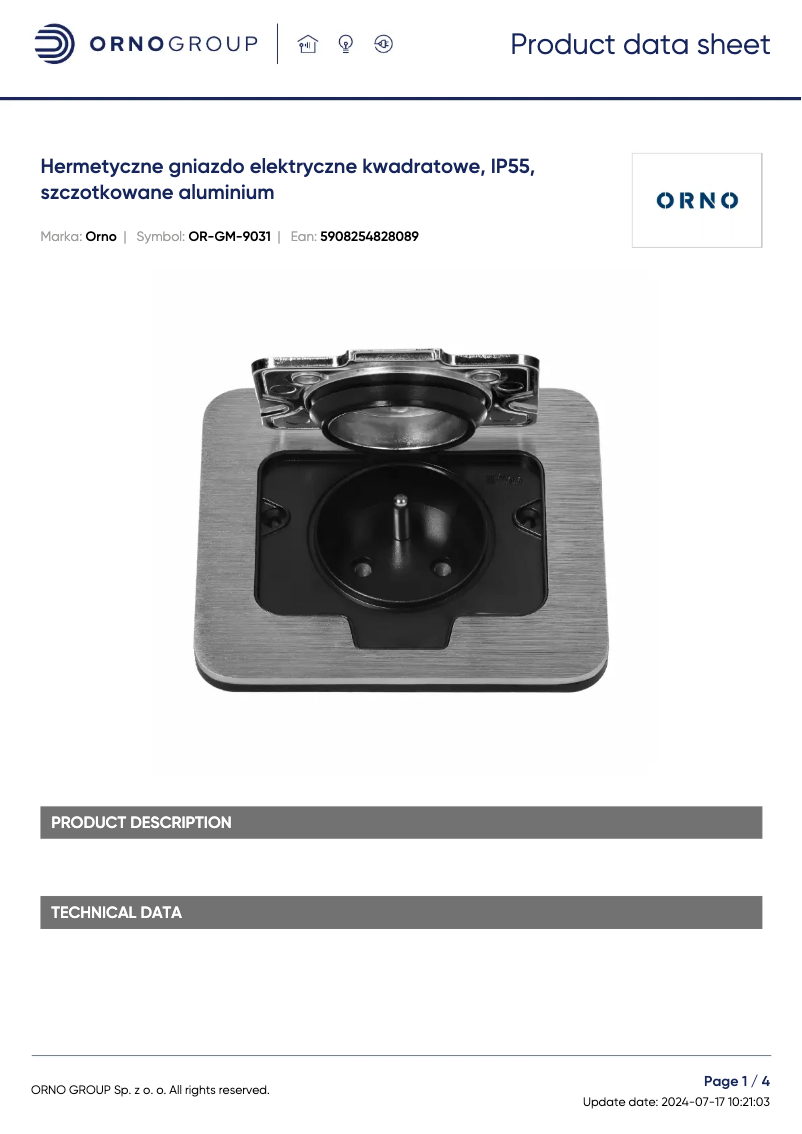 Página 1 del manual Ficha técnica ORNO OR-GM-9031