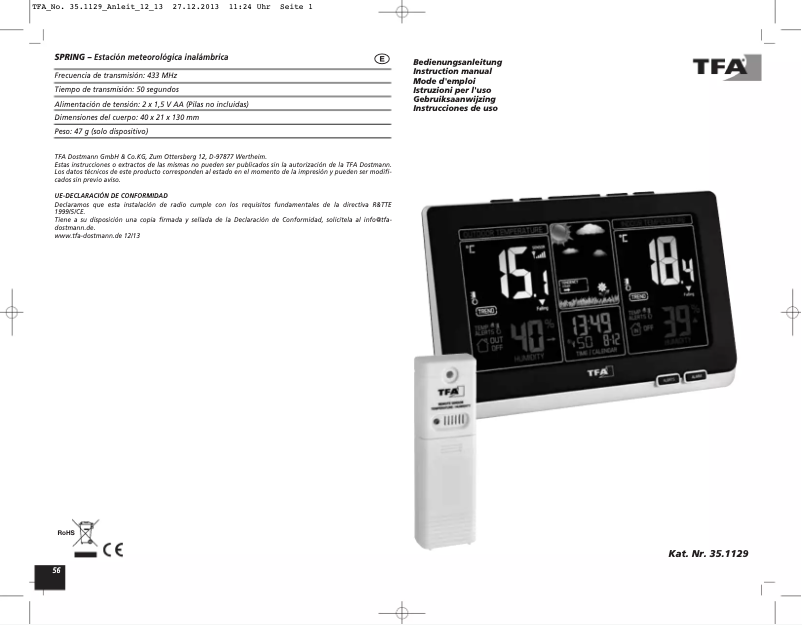 Imagen de la primera página del manual del dispositivo Spring 35.1129.01