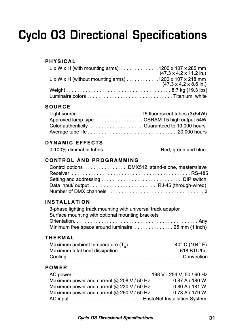 Imagen de la primera página del manual del dispositivo Cyclo Directional