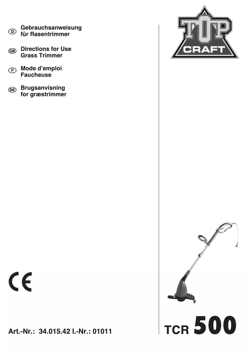 Imagen de la primera página del manual del dispositivo TCR 500
