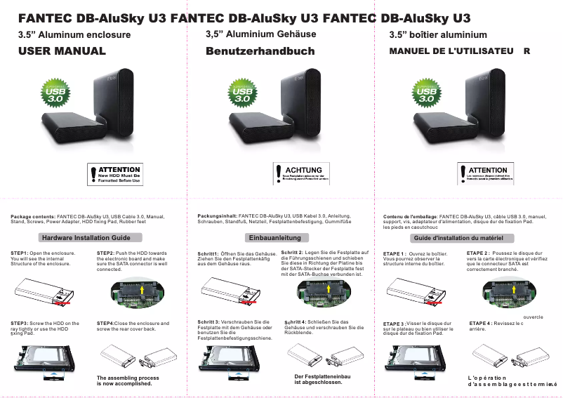 Página 1 del manual Manual de usuario Fantec DB-AluSky U3