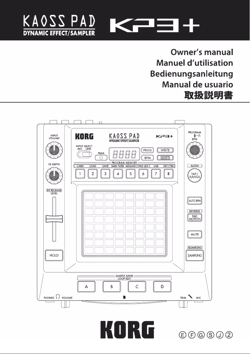 Imagen de la primera página del manual del dispositivo Kaoss Pad KP3+