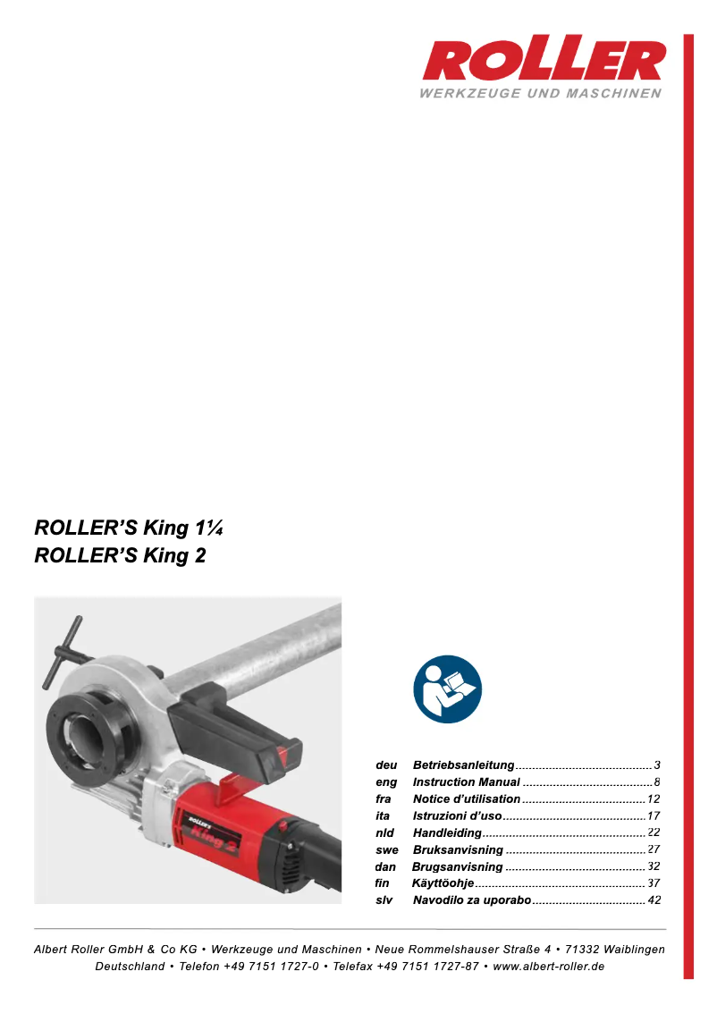 Página nº 1 - Manual de usuario ROLLER Roller's King 1 1/4