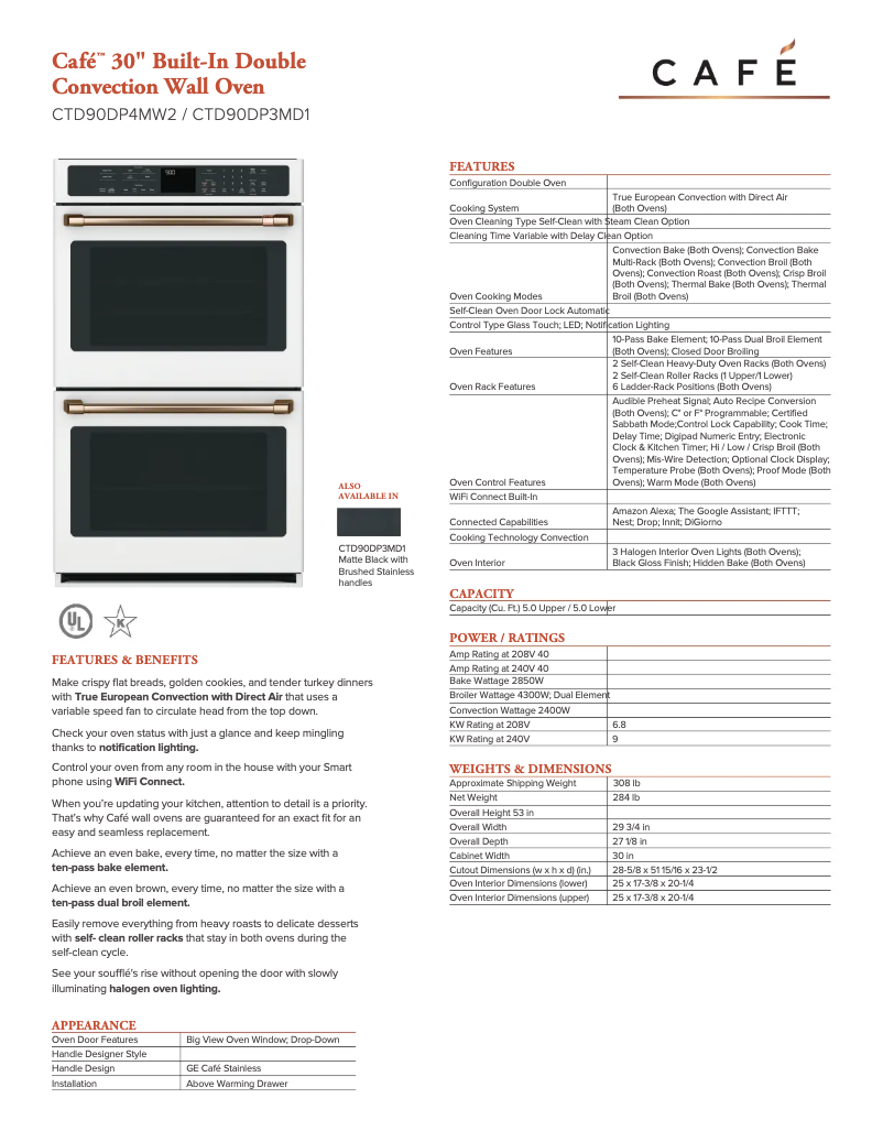 Página 1 del manual Ficha técnica GE CTD90DP3MD1