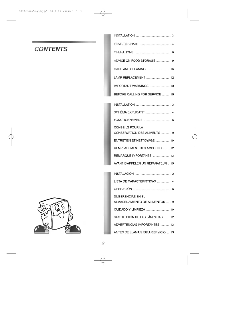 Imagen de la primera página del manual del dispositivo GR-154SF