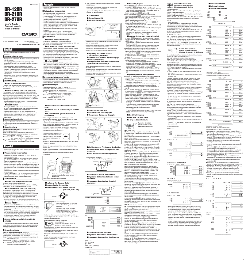 Página 1 del manual Manual de usuario Casio DR-120R
