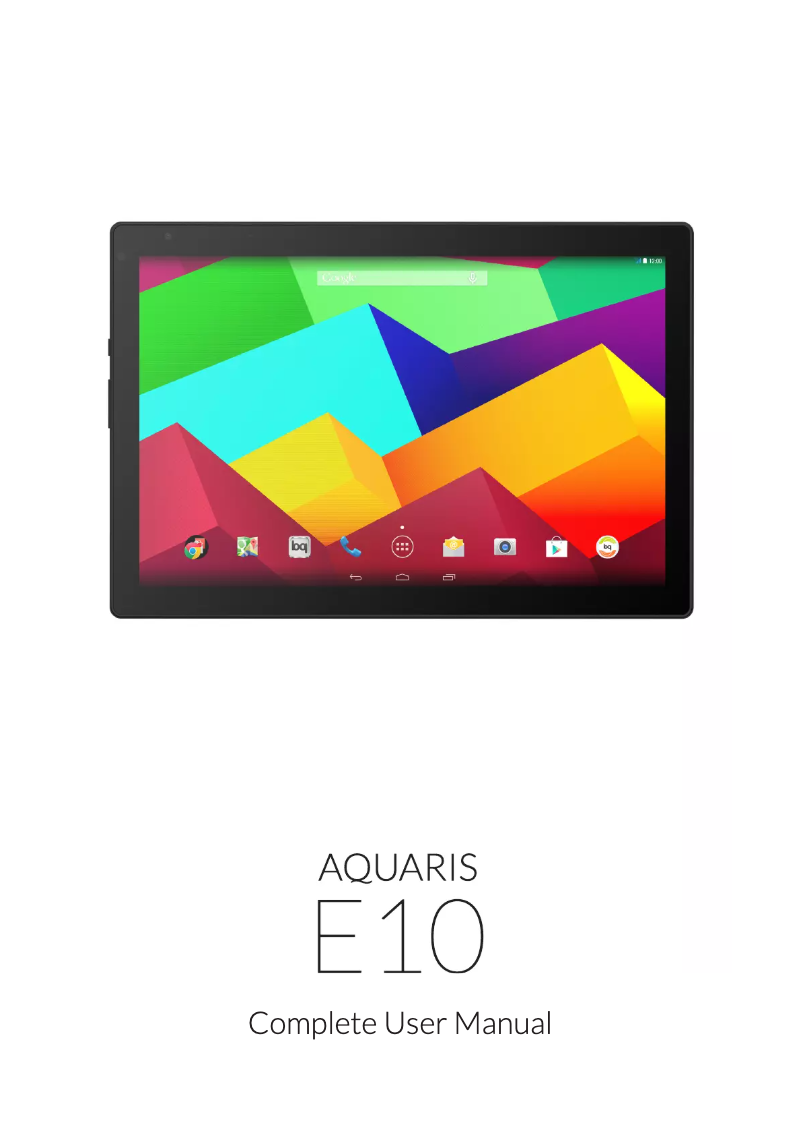 Imagen de la primera página del manual del dispositivo Aquaris E10