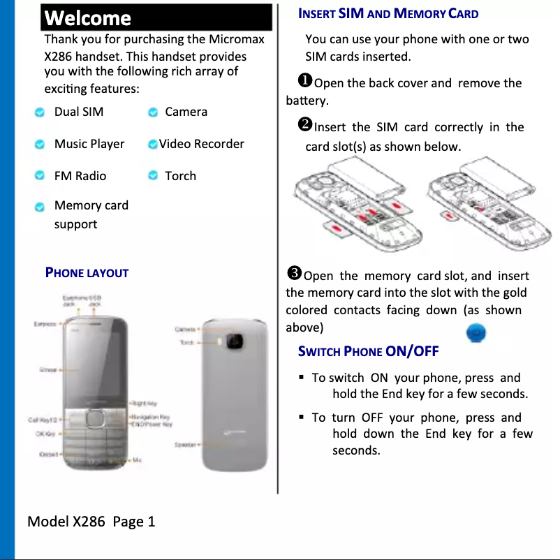 Imagen de la primera página del manual del dispositivo X286