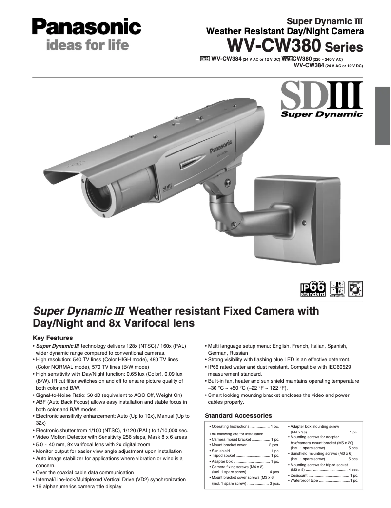 Imagen de la primera página del manual del dispositivo WV-CW384