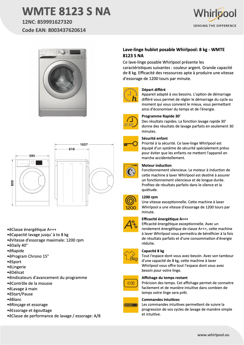 Imagen de la primera página del manual del dispositivo WMTE 8123 S