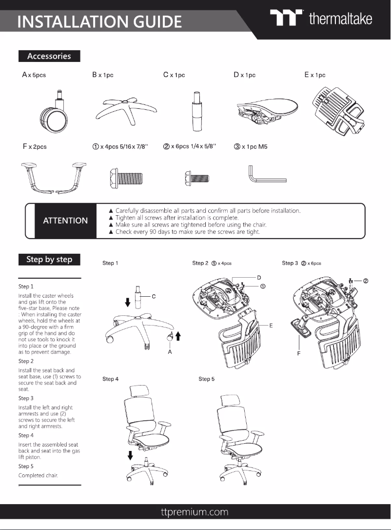 Página nº 1 - Manual de usuario Thermaltake CyberChair E500