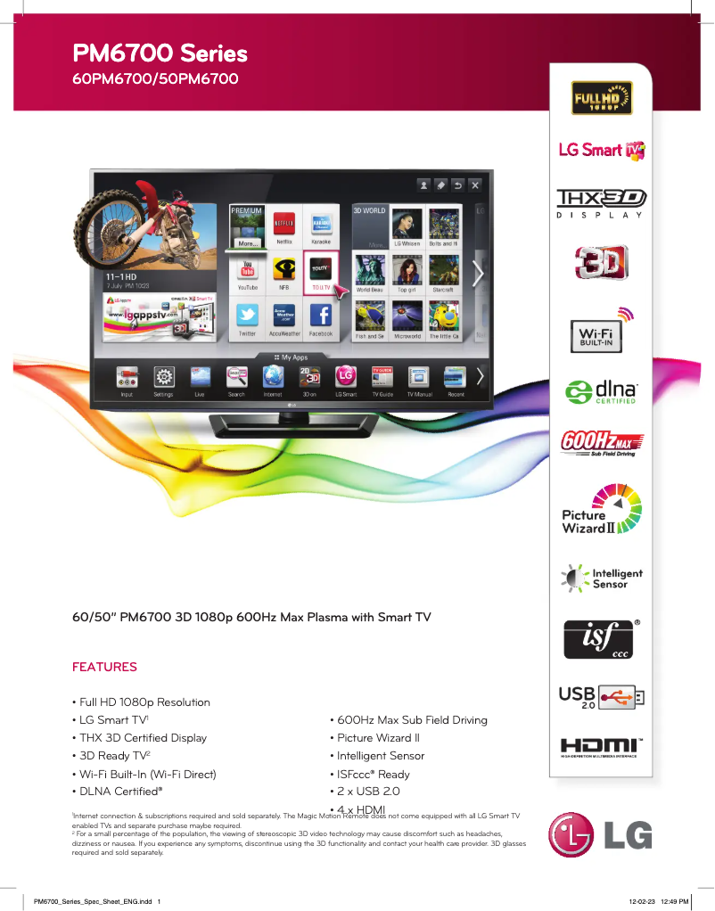 Imagen de la primera página del manual del dispositivo 50PM6700