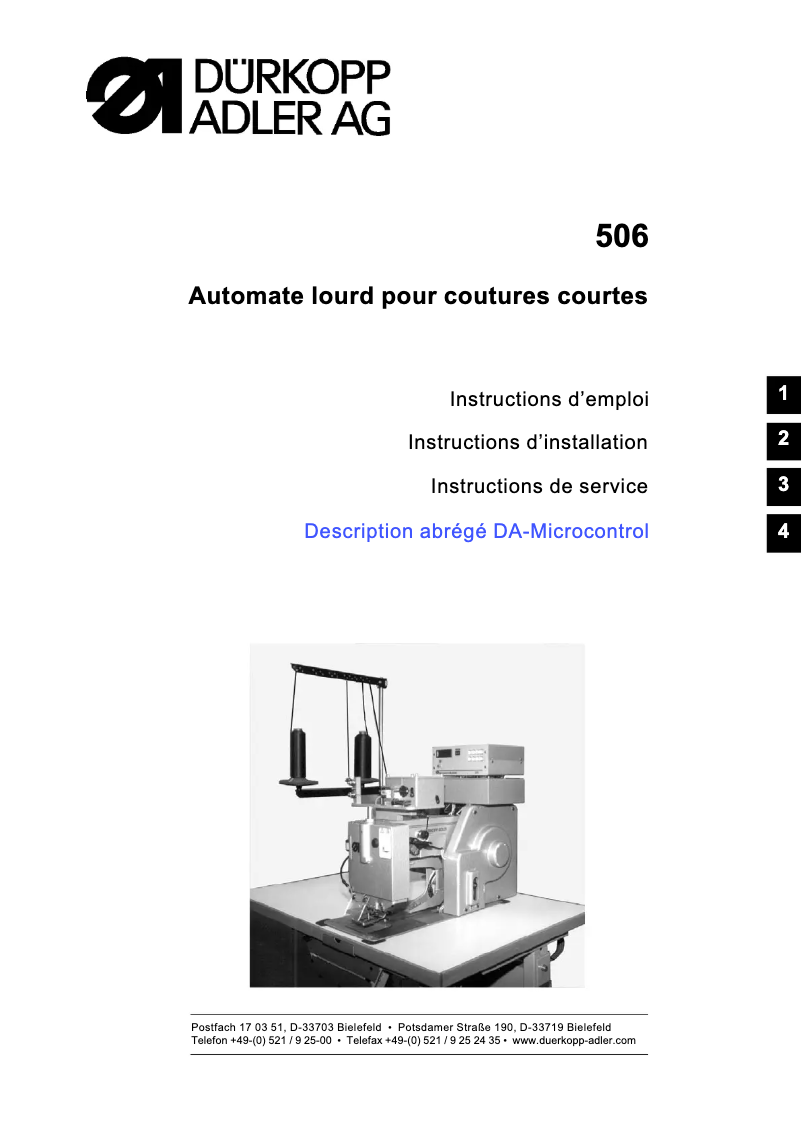 Página 1 del manual Guía de instalación Dürkopp Adler 506