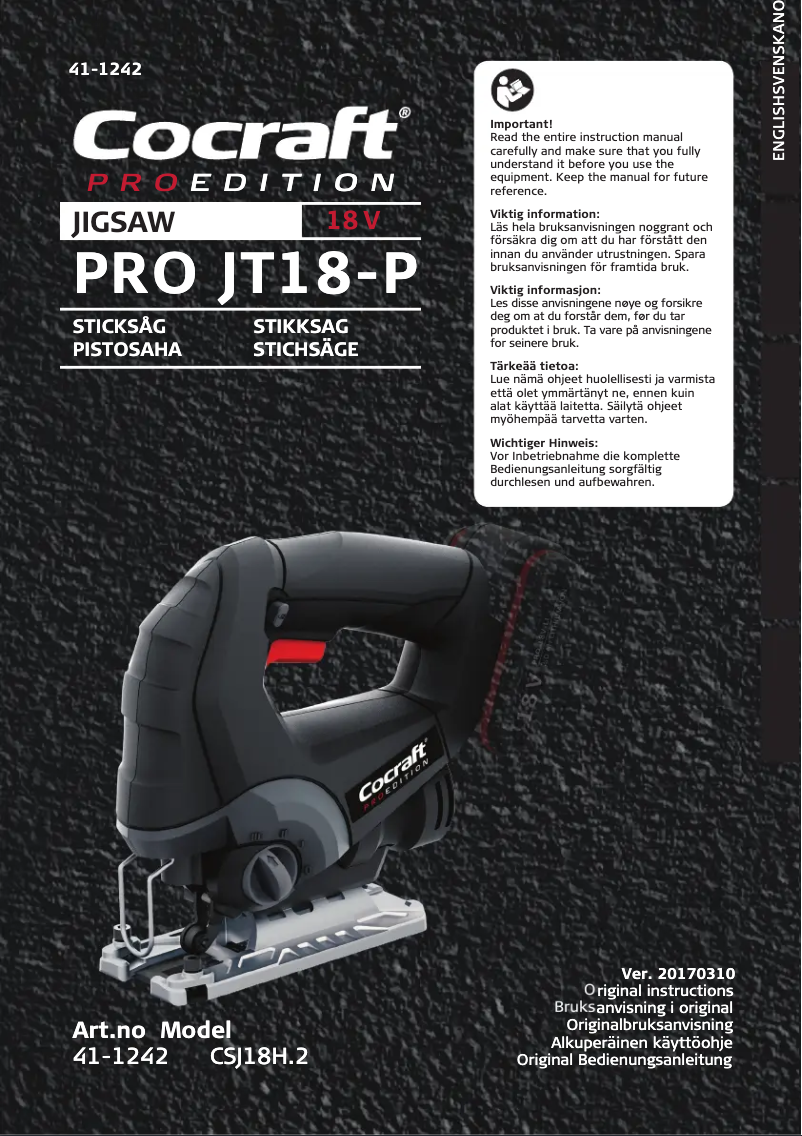 Página 1 del manual Manual de usuario Cocraft PRO JT18-P