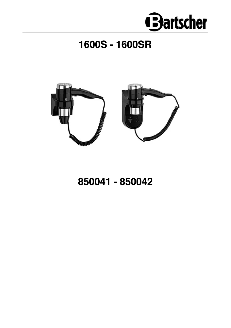 Página 1 del manual Manual de usuario Bartscher 1600SR