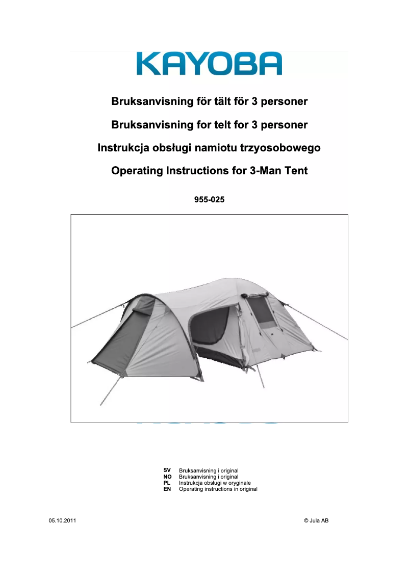 Página 1 del manual Manual de usuario Kayoba 955-025