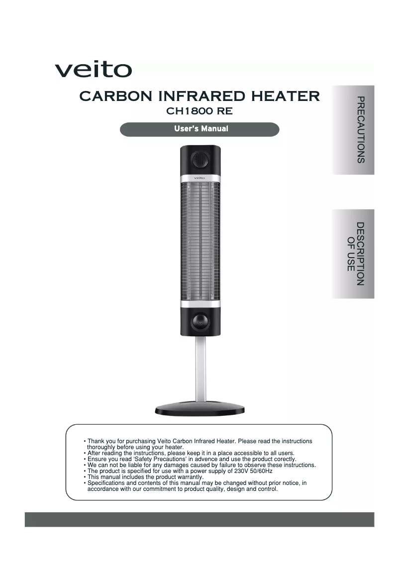 Página 1 del manual Manual de usuario Veito CH1800 RE