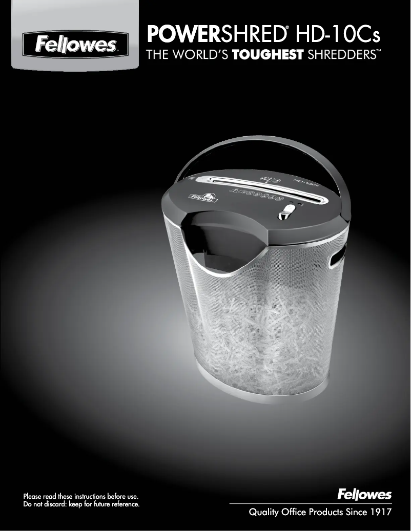 Imagen de la primera página del manual del dispositivo Powershred HD-10Cs