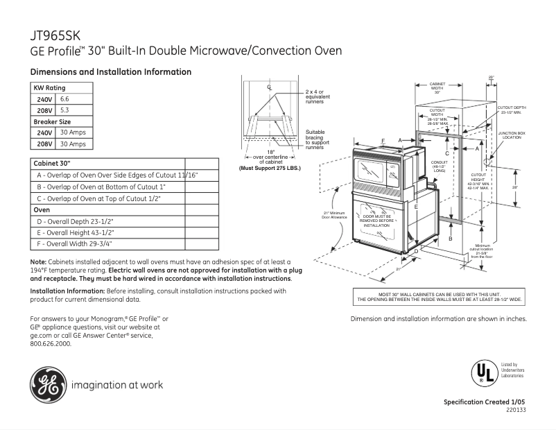 Imagen de la primera página del manual del dispositivo Profile JT965SKSS