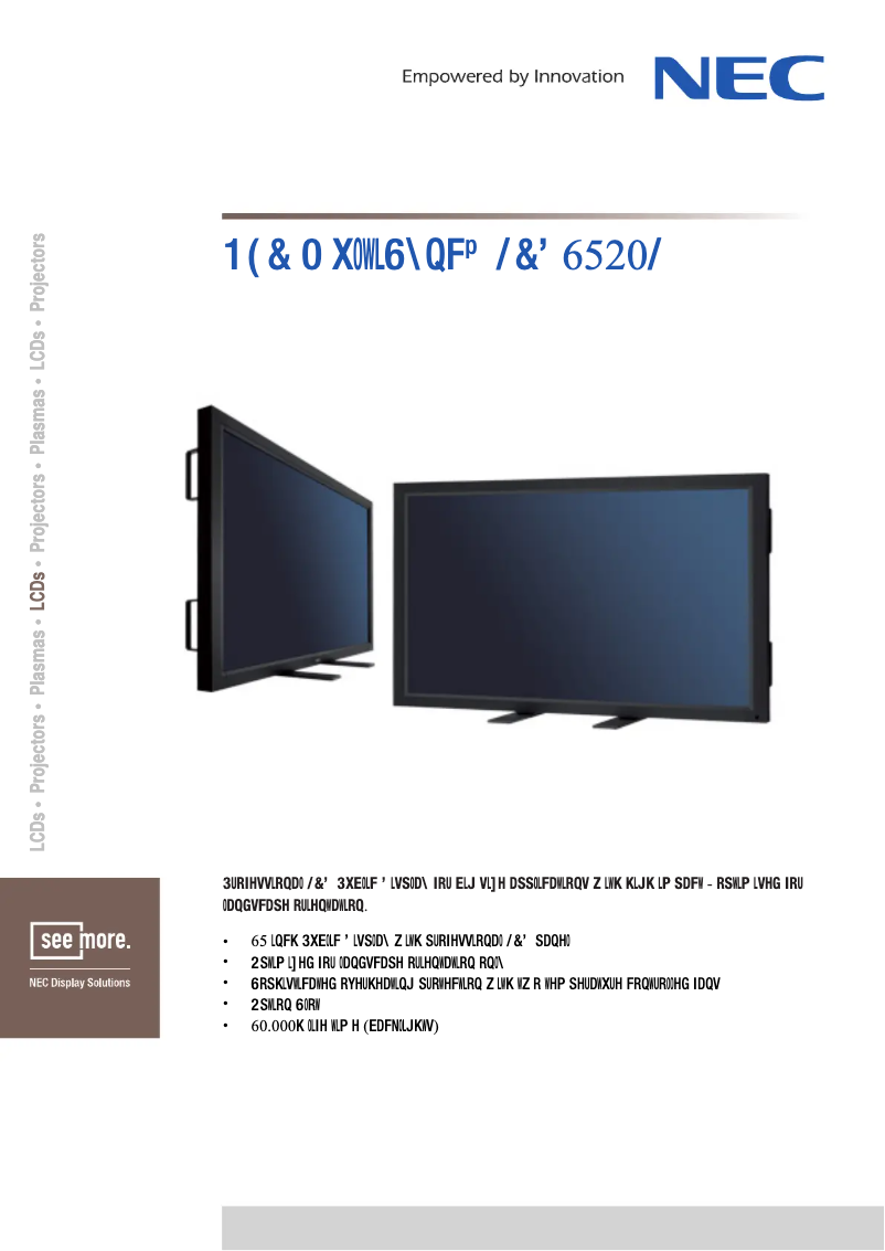 Imagen de la primera página del manual del dispositivo MultiSync LCD6520L