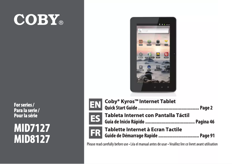 Página 1 del manual Manual de usuario Coby Kyros MID8127-4G