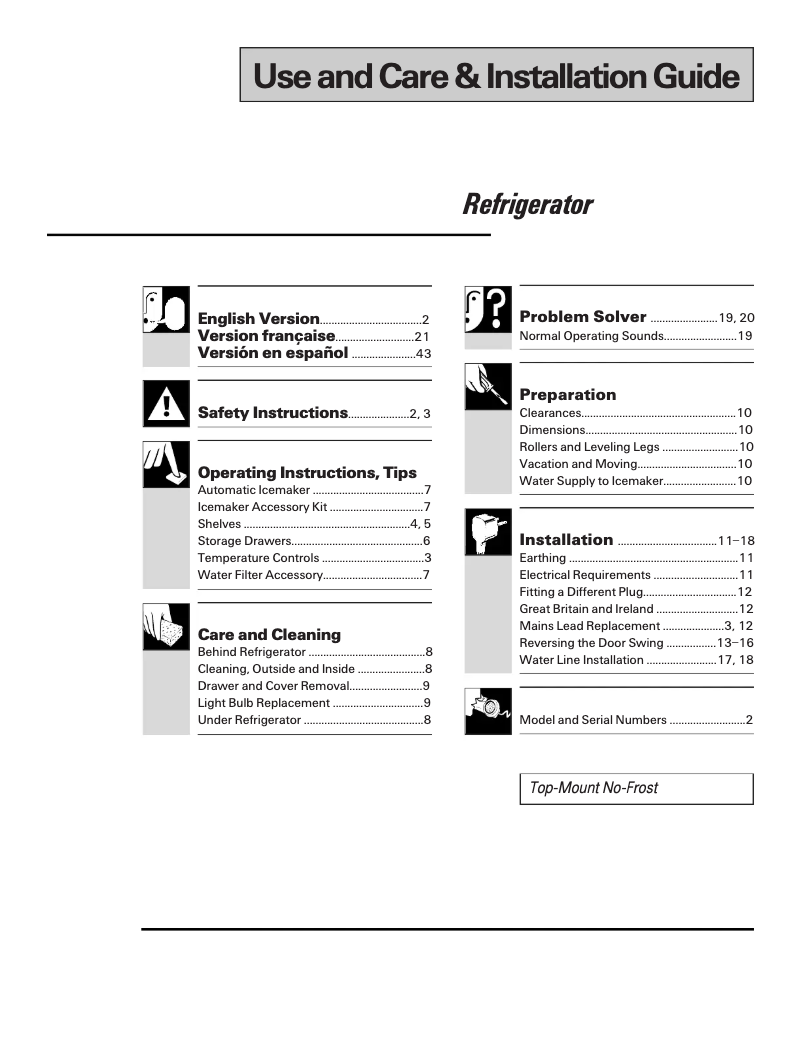 Imagen de la primera página del manual del dispositivo Profile TPG21BRDWW