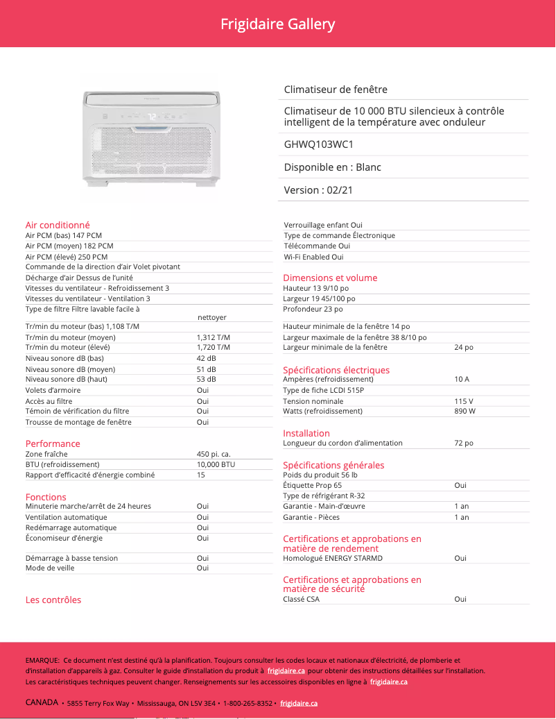 Imagen de la primera página del manual del dispositivo GHWQ103WC1