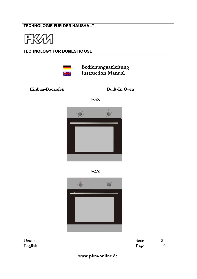 Imagen de la primera página del manual del dispositivo F3X