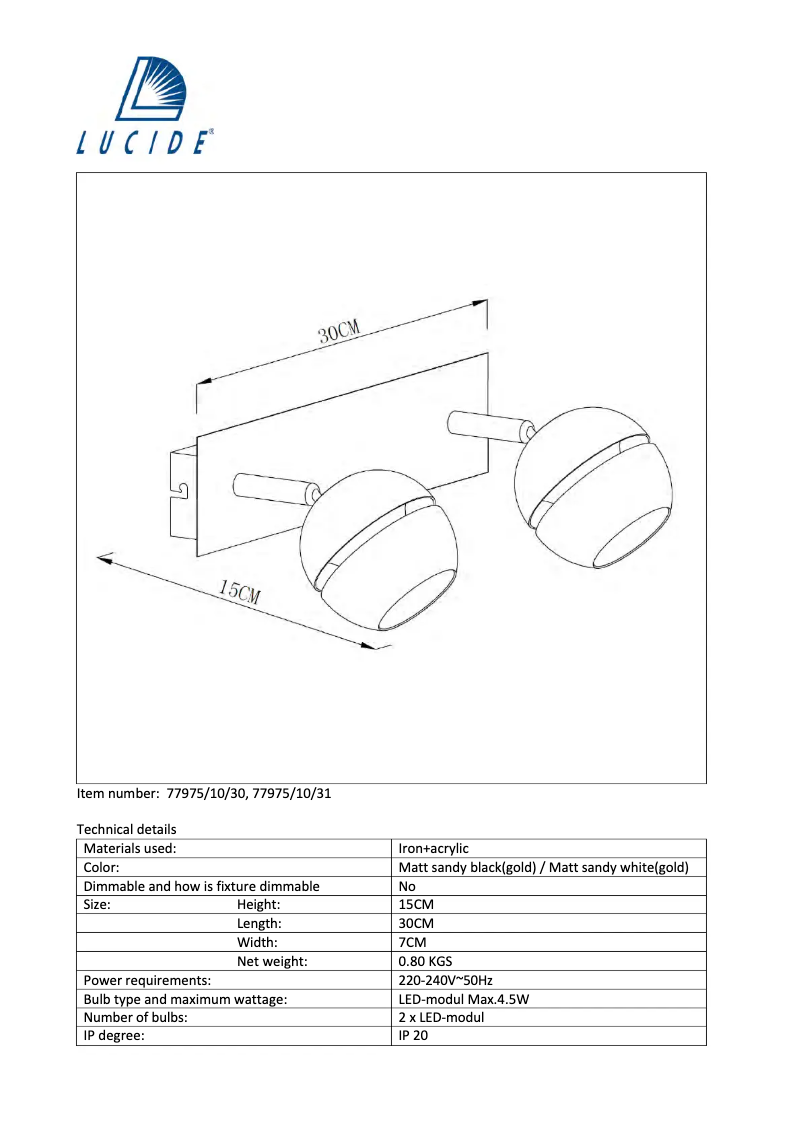 Imagen de la primera página del manual del dispositivo Binari 77975/10/31
