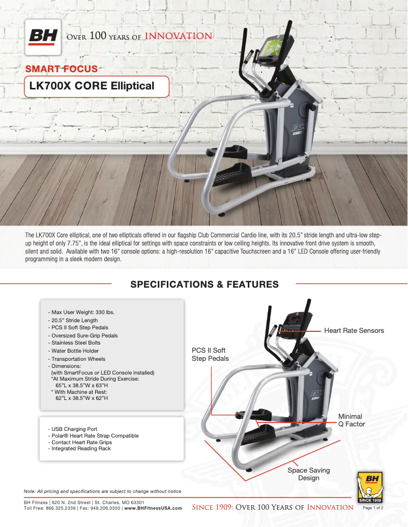 Página nº 1 - Ficha técnica BH Fitness LK700X CORE
