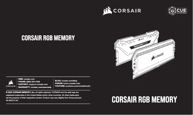 Imagen de la primera página del manual del dispositivo Vengeance RGB Memory
