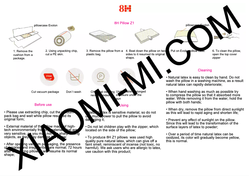 Página 1 del manual Manual de usuario Xiaomi Mi 8H Pillow Z1