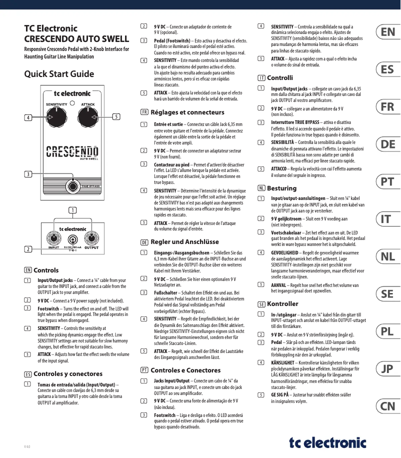 Imagen de la primera página del manual del dispositivo Crescendo Auto Swell