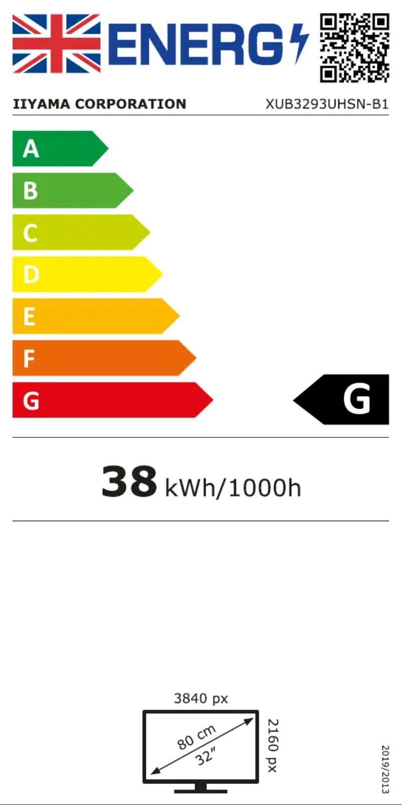 Página nº 1 - Etiqueta energética Iiyama ProLite XUB3293UHSN