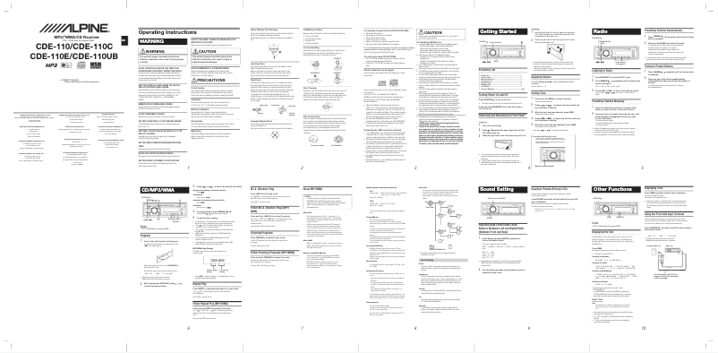 Imagen de la primera página del manual del dispositivo CDE-110E
