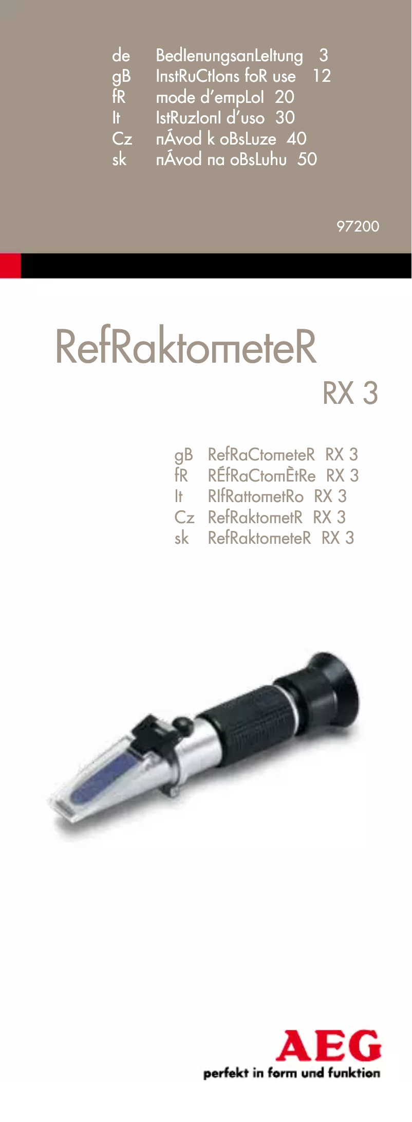Imagen de la primera página del manual del dispositivo RX 3