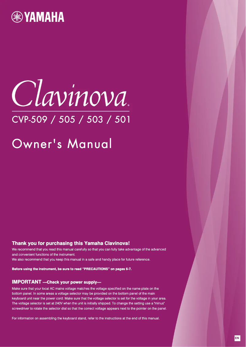 Página 1 del manual Manual de usuario Yamaha Clavinova CVP-509