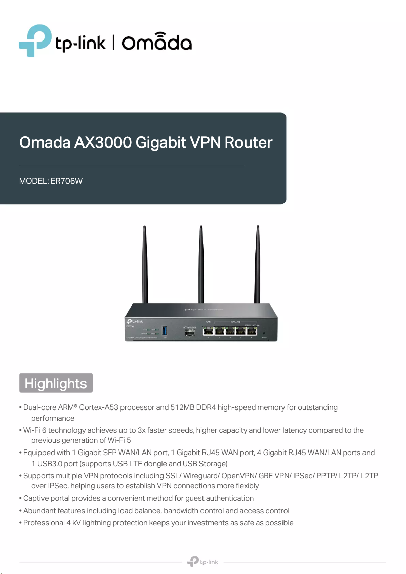 Página nº 1 - Ficha técnica TP-Link ER706W