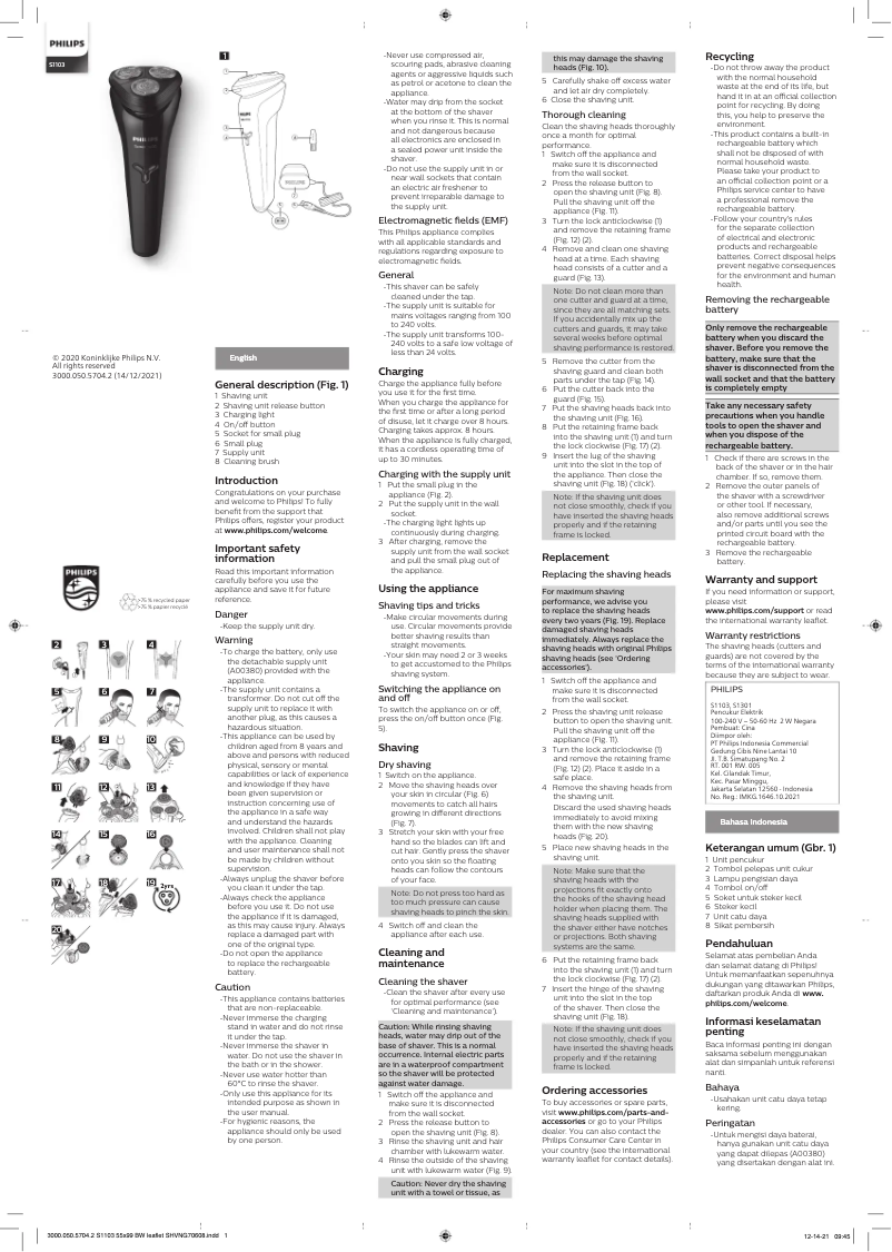 Imagen de la primera página del manual del dispositivo Series 1000 S1103