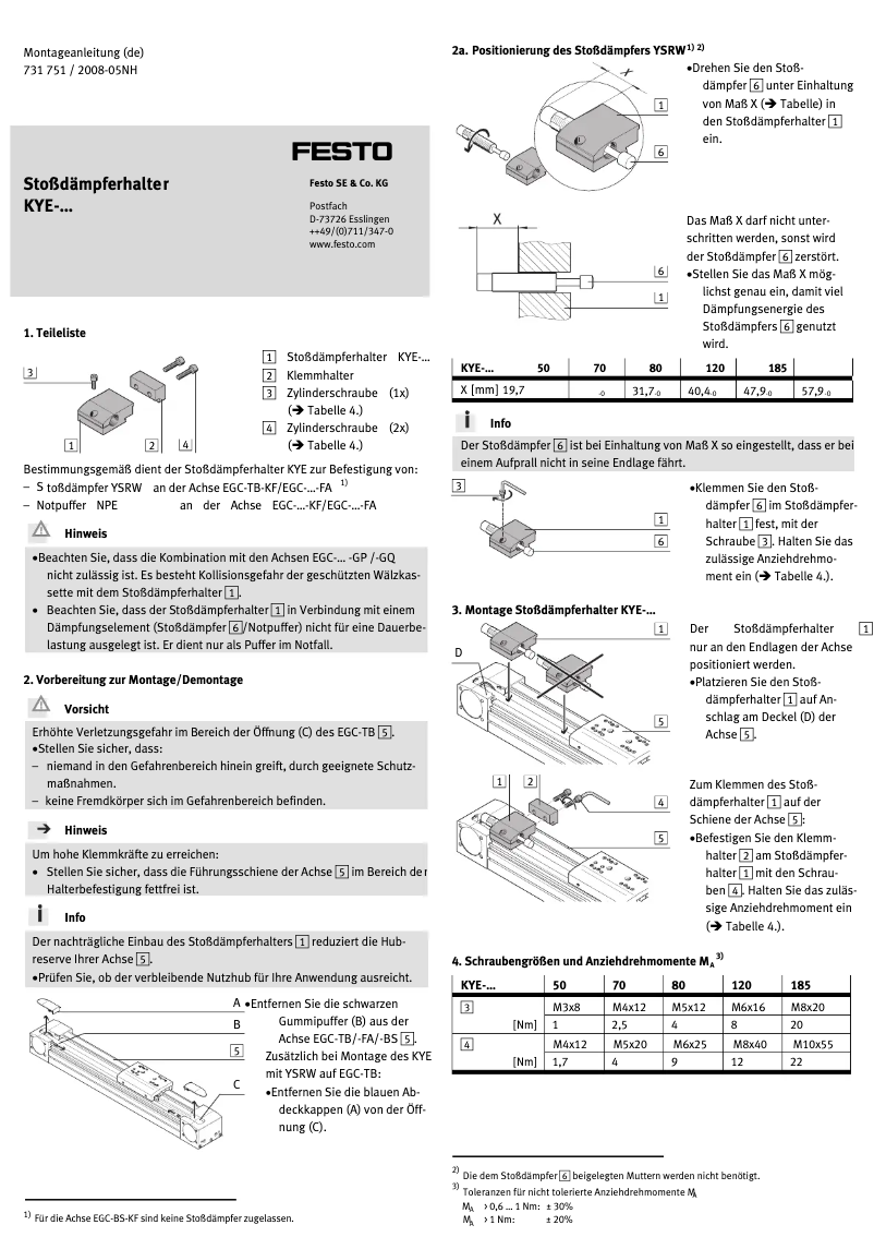 Página 1 del manual Manual de usuario Festo KYE-70